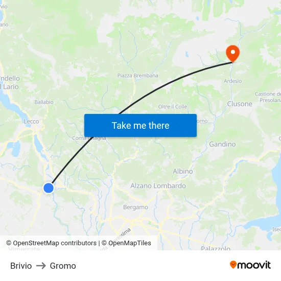 Brivio to Gromo map