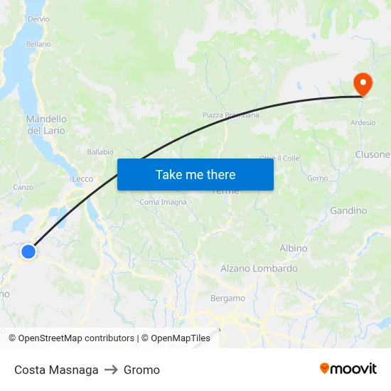 Costa Masnaga to Gromo map