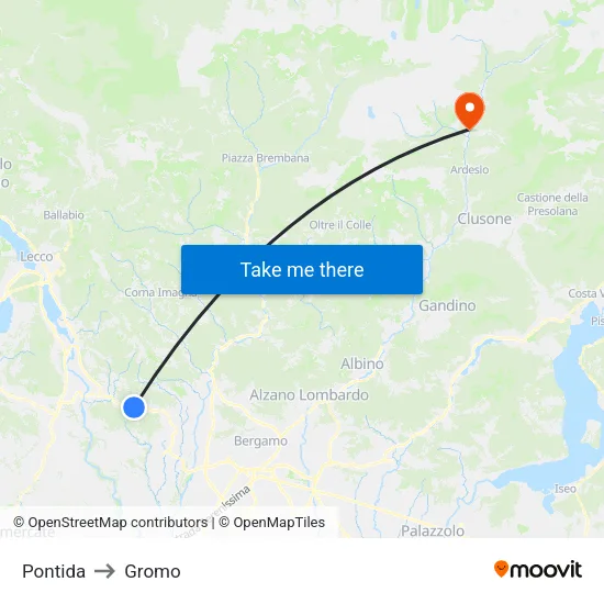 Pontida to Gromo map