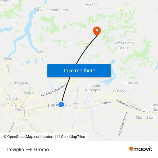 Treviglio to Gromo map