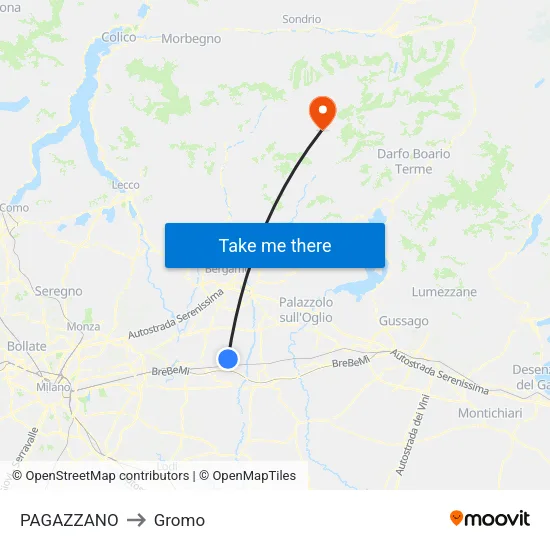 PAGAZZANO to Gromo map