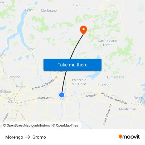 Morengo to Gromo map