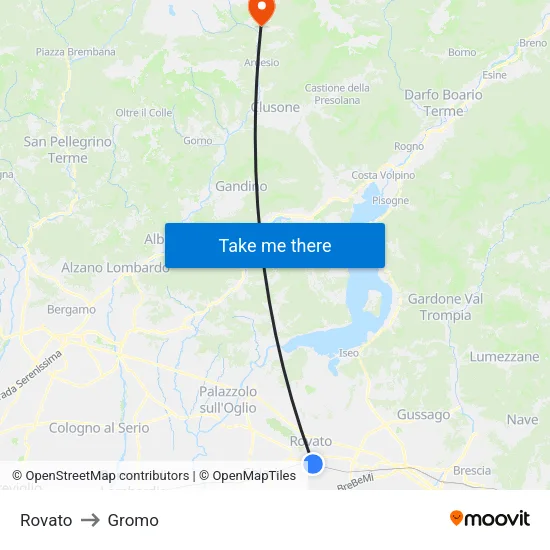 Rovato to Gromo map