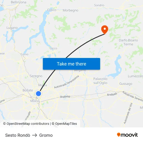 Sesto Rondò to Gromo map
