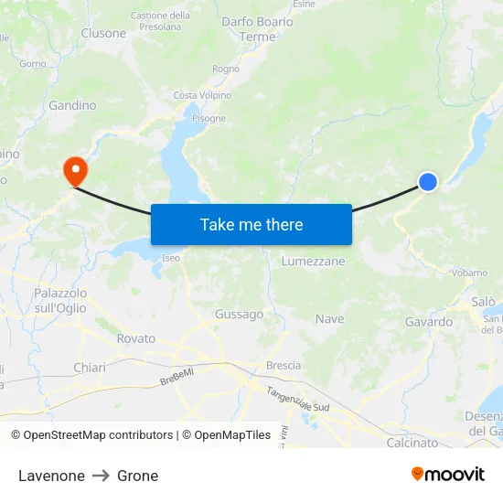 Lavenone to Grone map
