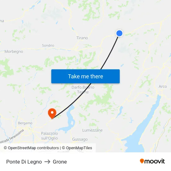 Ponte Di Legno to Grone map