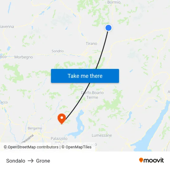 Sondalo to Grone map