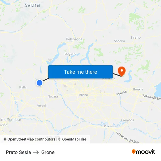 Prato Sesia to Grone map