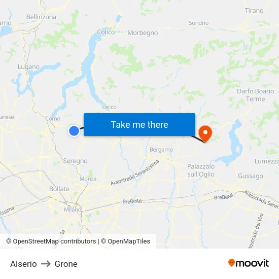 Alserio to Grone map