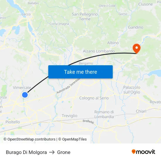 Burago Di Molgora to Grone map