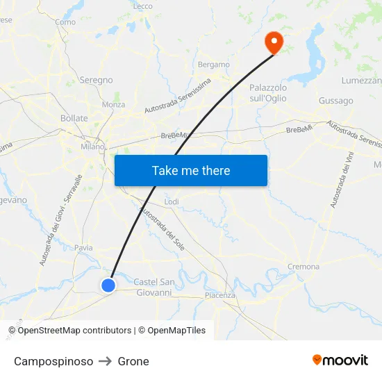 Campospinoso to Grone map