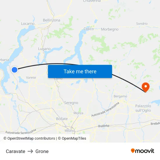 Caravate to Grone map