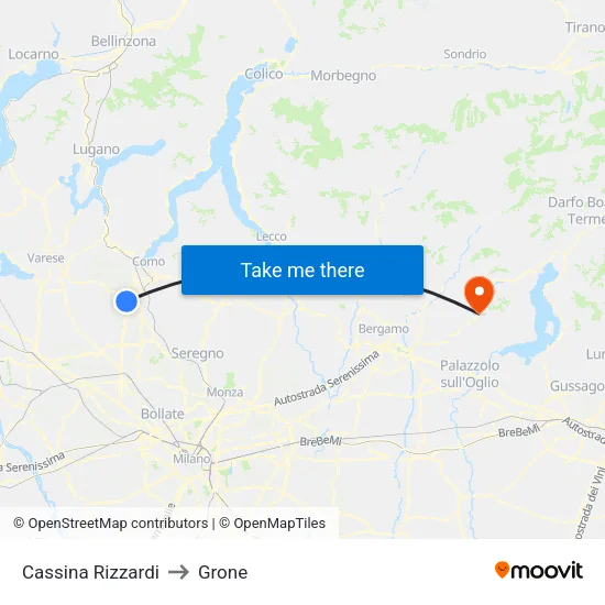 Cassina Rizzardi to Grone map