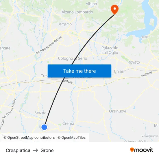 Crespiatica to Grone map