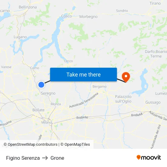 Figino Serenza to Grone map