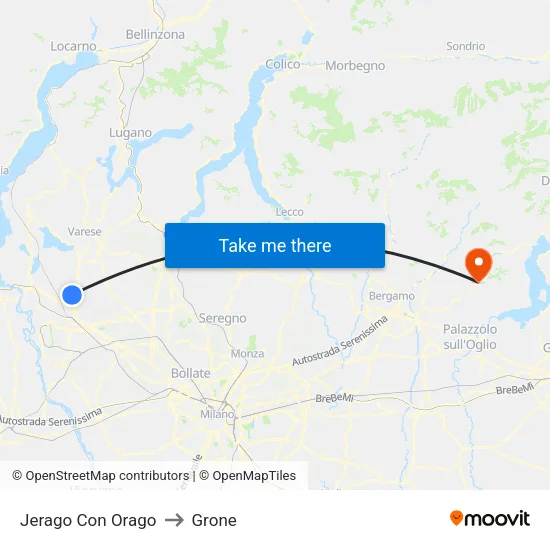 Jerago con Orago to Grone map