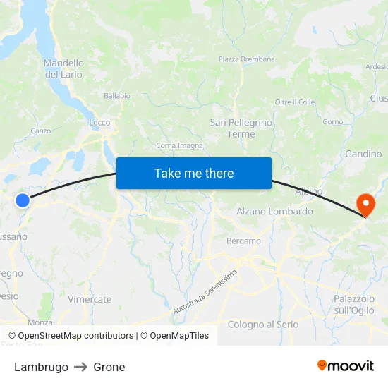 Lambrugo to Grone map