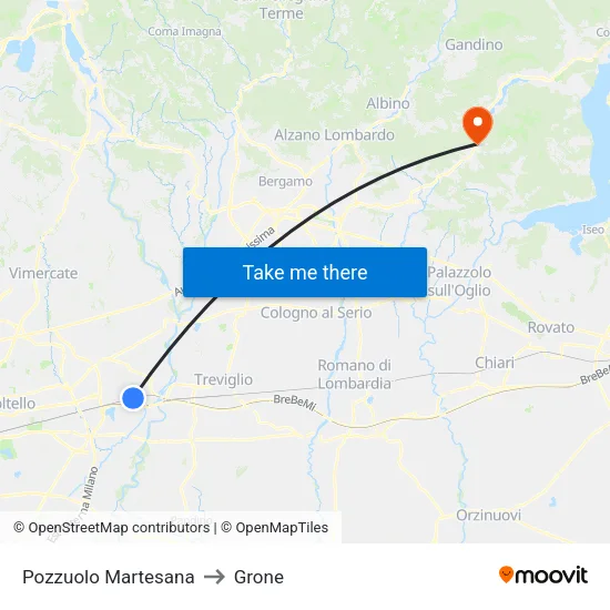 Pozzuolo Martesana to Grone map
