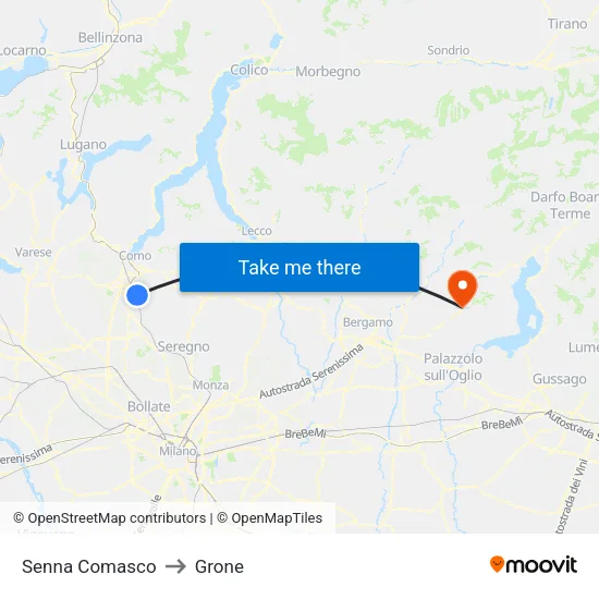 Senna Comasco to Grone map
