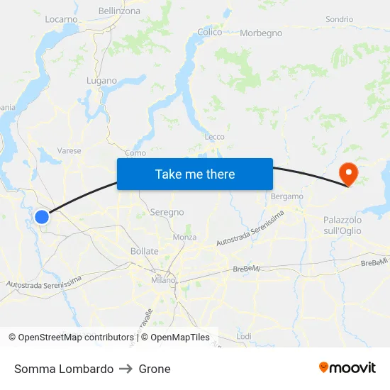 Somma Lombardo to Grone map