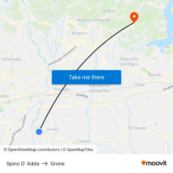 Spino D' Adda to Grone map