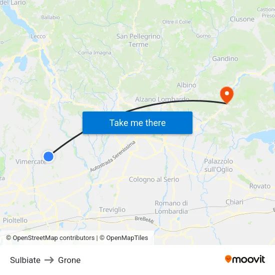Sulbiate to Grone map