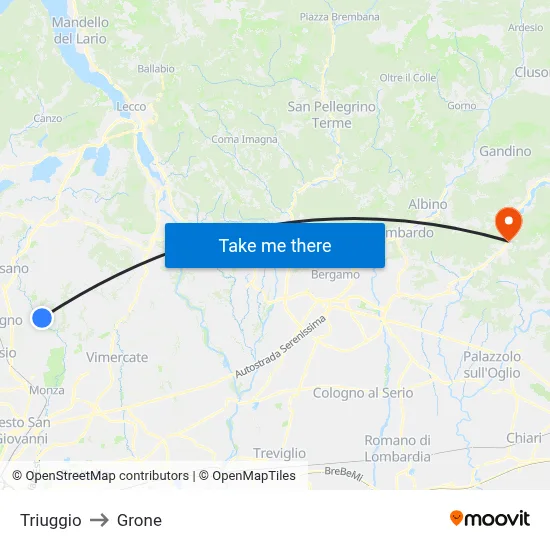 Triuggio to Grone map