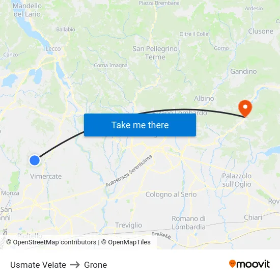 Usmate Velate to Grone map