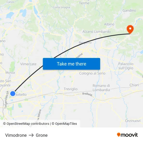 Vimodrone to Grone map