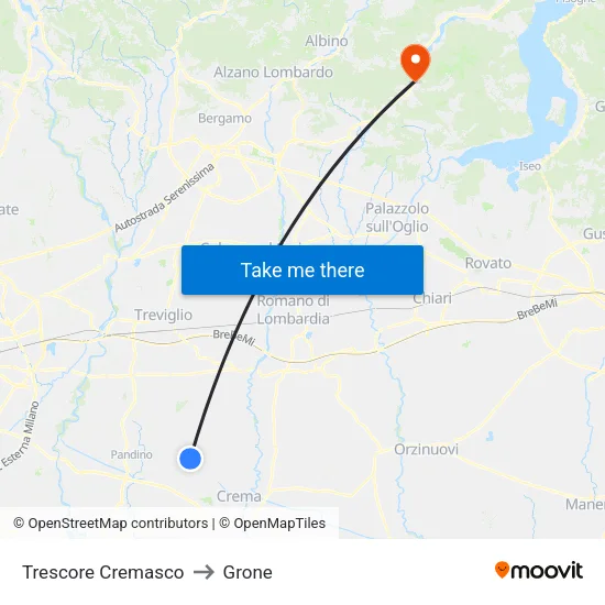 Trescore Cremasco to Grone map