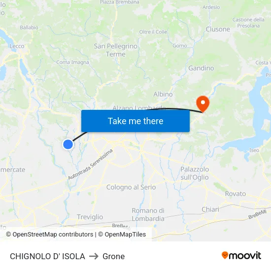 Chignolo D' Isola to Grone map