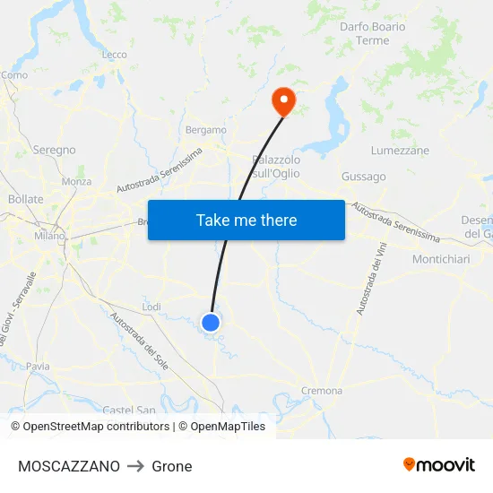 Moscazzano to Grone map