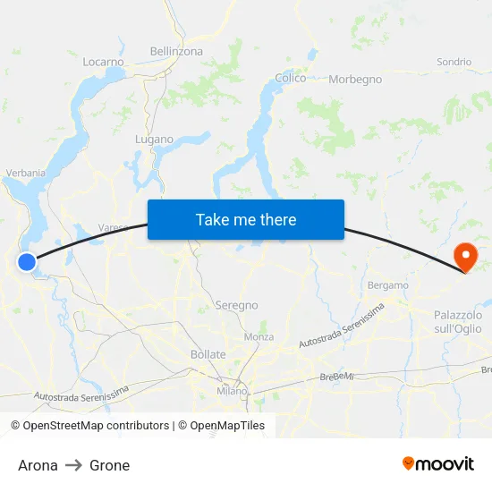 Arona to Grone map