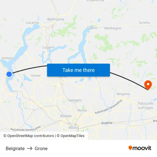 Belgirate to Grone map