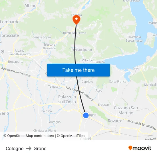 Cologne to Grone map