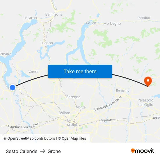 Sesto Calende to Grone map