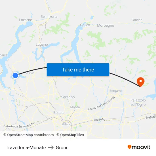 Travedona-Monate to Grone map