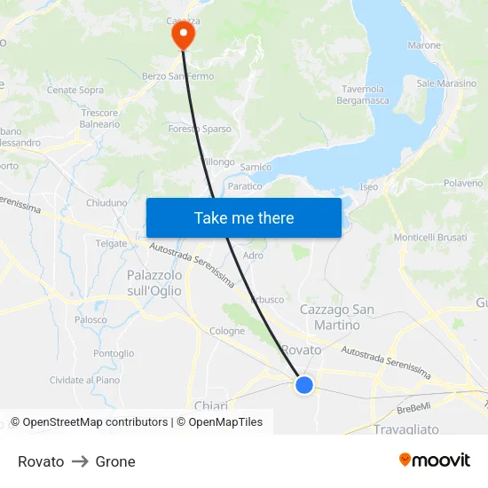 Rovato to Grone map