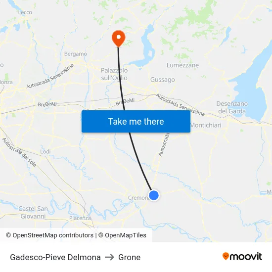 Gadesco-Pieve Delmona to Grone map