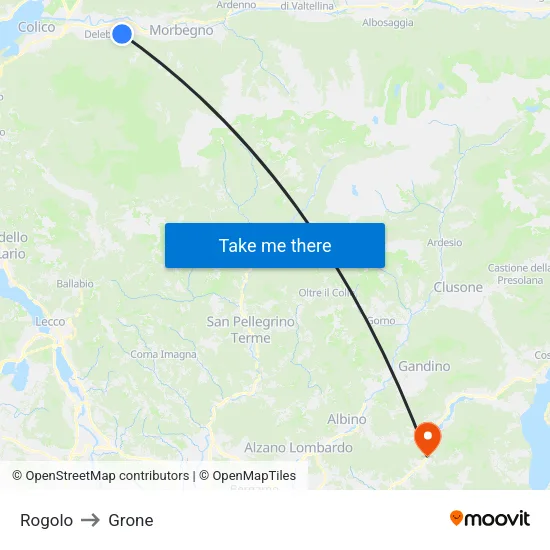 Rogolo to Grone map
