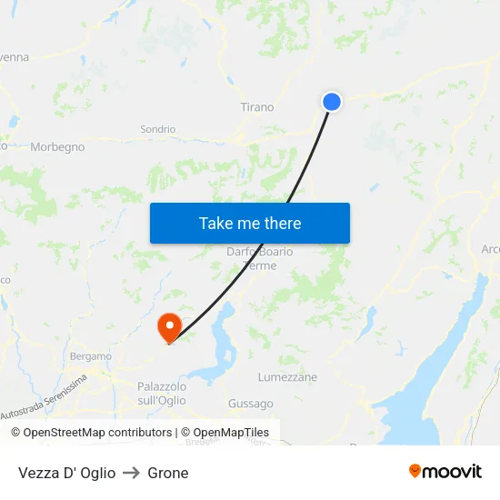 Vezza D' Oglio to Grone map