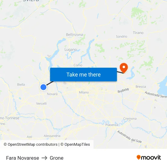 Fara Novarese to Grone map