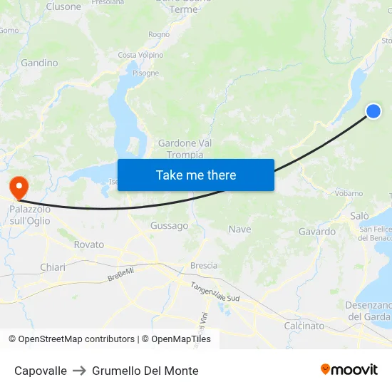 Capovalle to Grumello Del Monte map