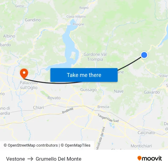 Vestone to Grumello Del Monte map