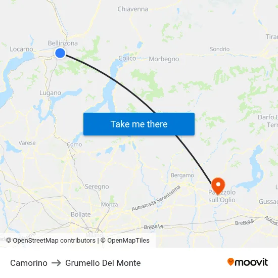 Camorino to Grumello Del Monte map