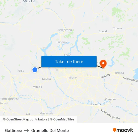 Gattinara to Grumello Del Monte map