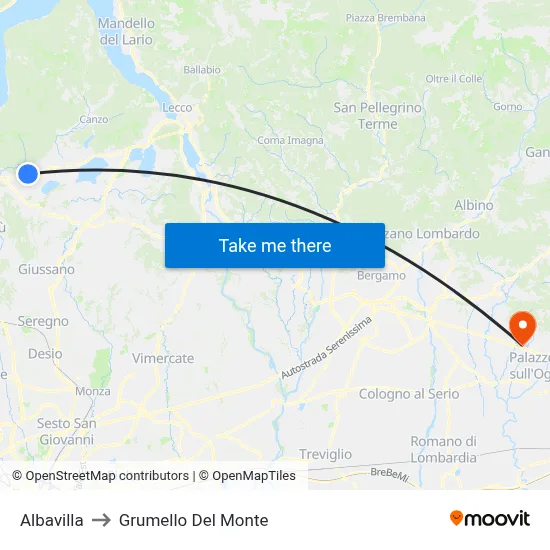 Albavilla to Grumello Del Monte map