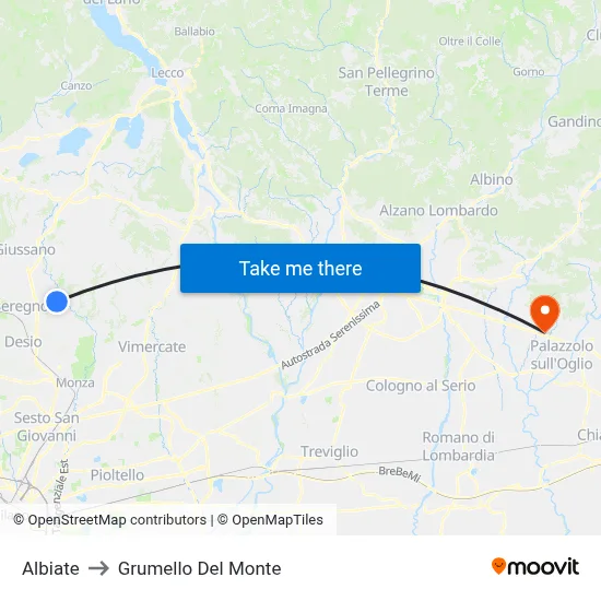 Albiate to Grumello Del Monte map