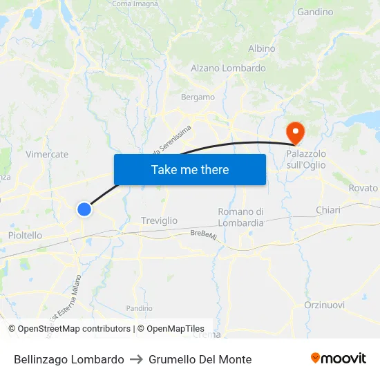 Bellinzago Lombardo to Grumello Del Monte map