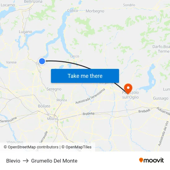 Blevio to Grumello Del Monte map